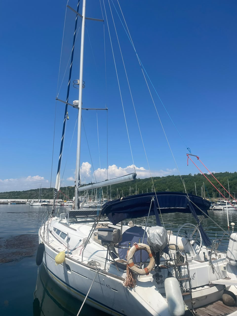 The Jeanneau Sun Odyssey 45 moored at the marina